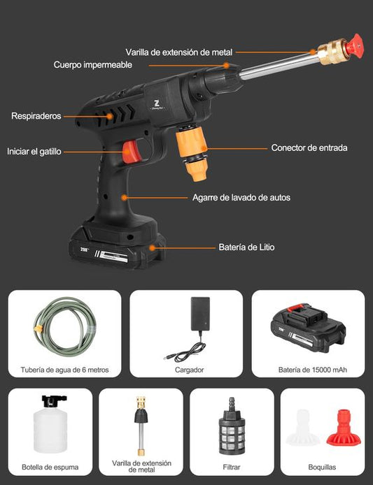 Hidrolavadora Portátil + DOS BATERIAS RECARGABLES