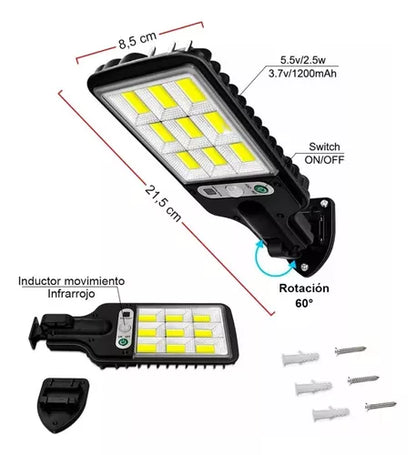 Lampara Solar con Control y Sensor de Movimiento